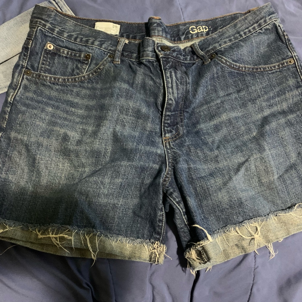 2 shorts- Dark Blue Denim Frayed Shorts
